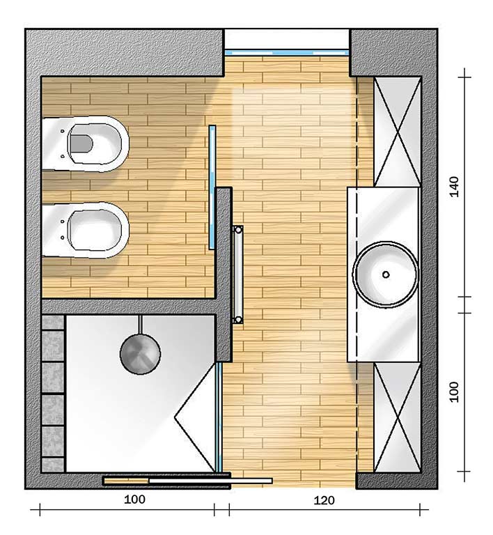 layout bagno con vasca