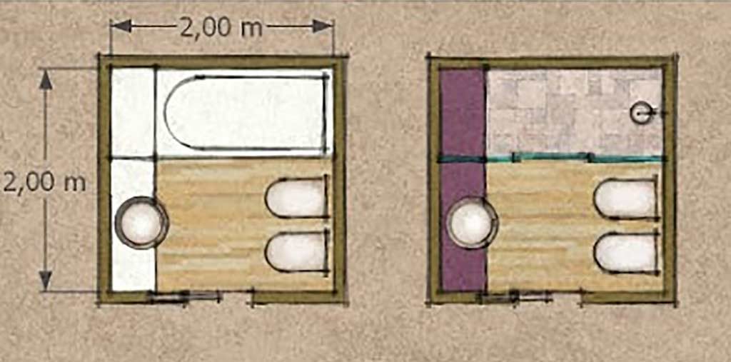 layout bagno con doccia - credits archiweb